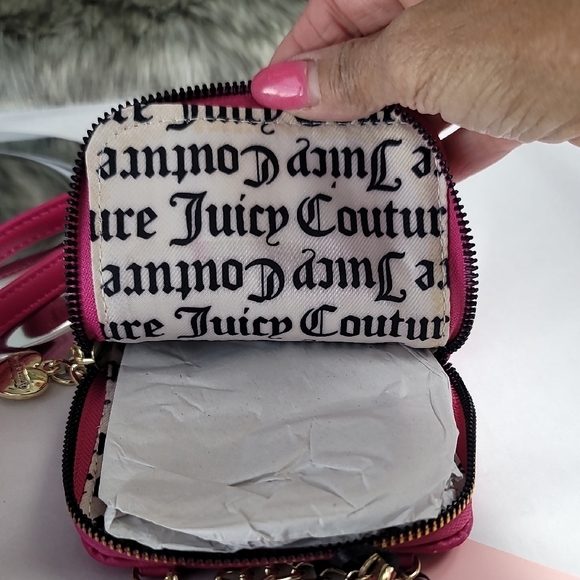 Juicy Couture Vibrant Pink Crossbody Cell Phone  Bag with Gold Accents NWT - Picture 9 of 13